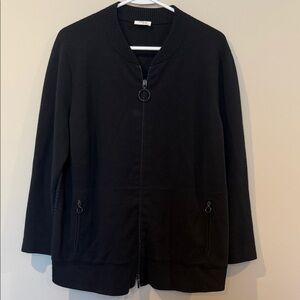 Akris Punto Black Wool Zip-Up Jacket Sweater size 12